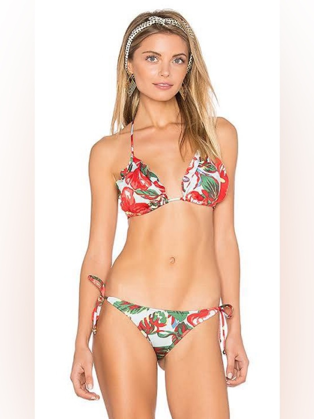 Salinas Red & Green Floral Tie-Side Bikini